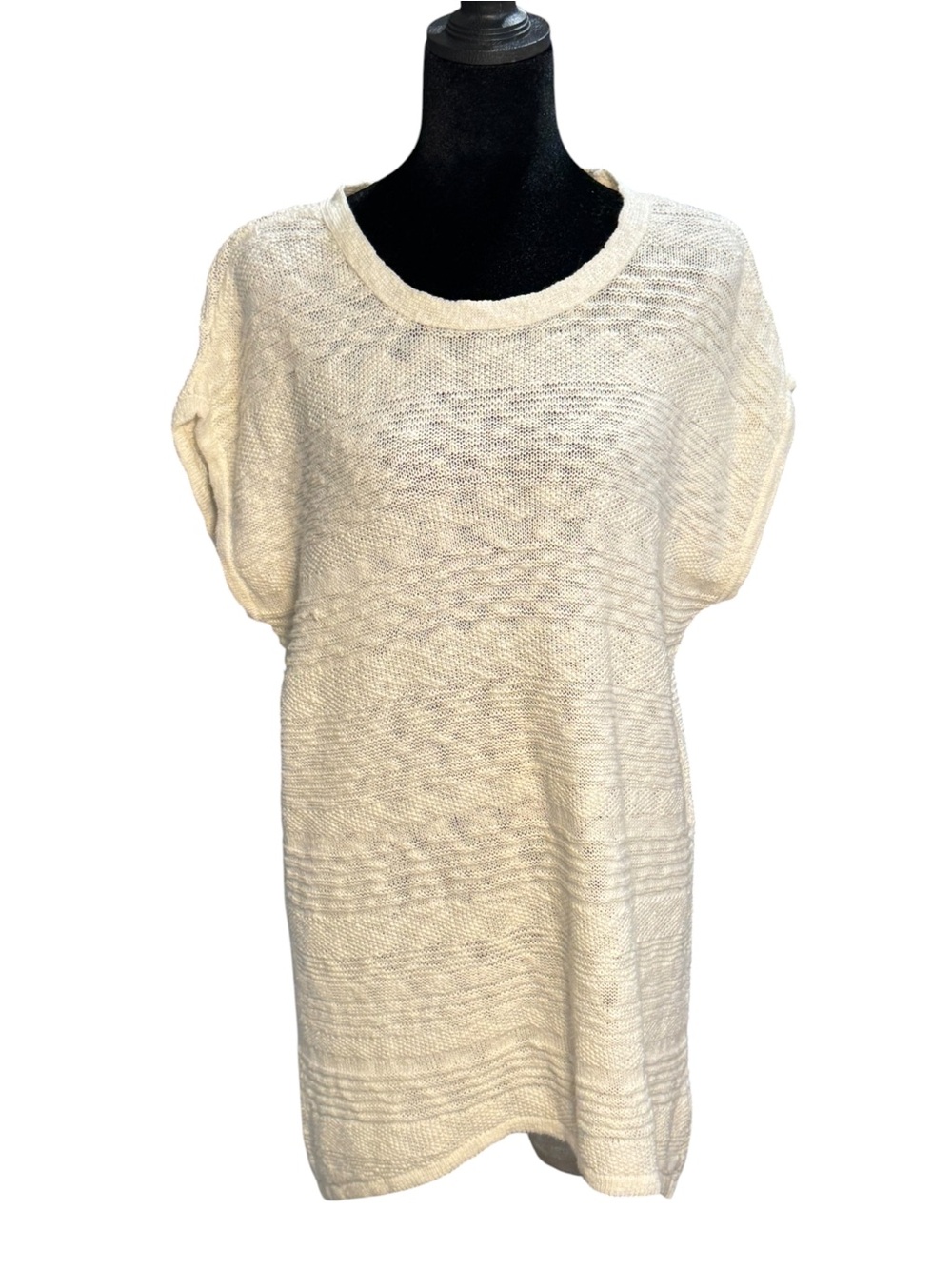 Anthropologie Moth - Light Cream Cotton Knit Short-Sleeve Sweater Tunic - Size S